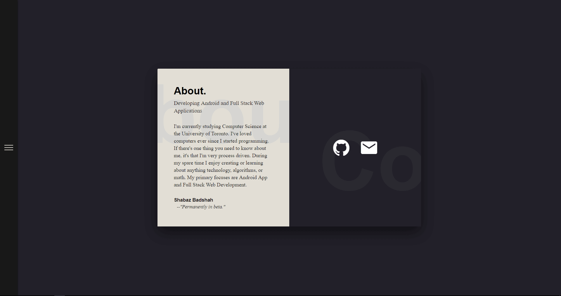 Personal site v2 main page