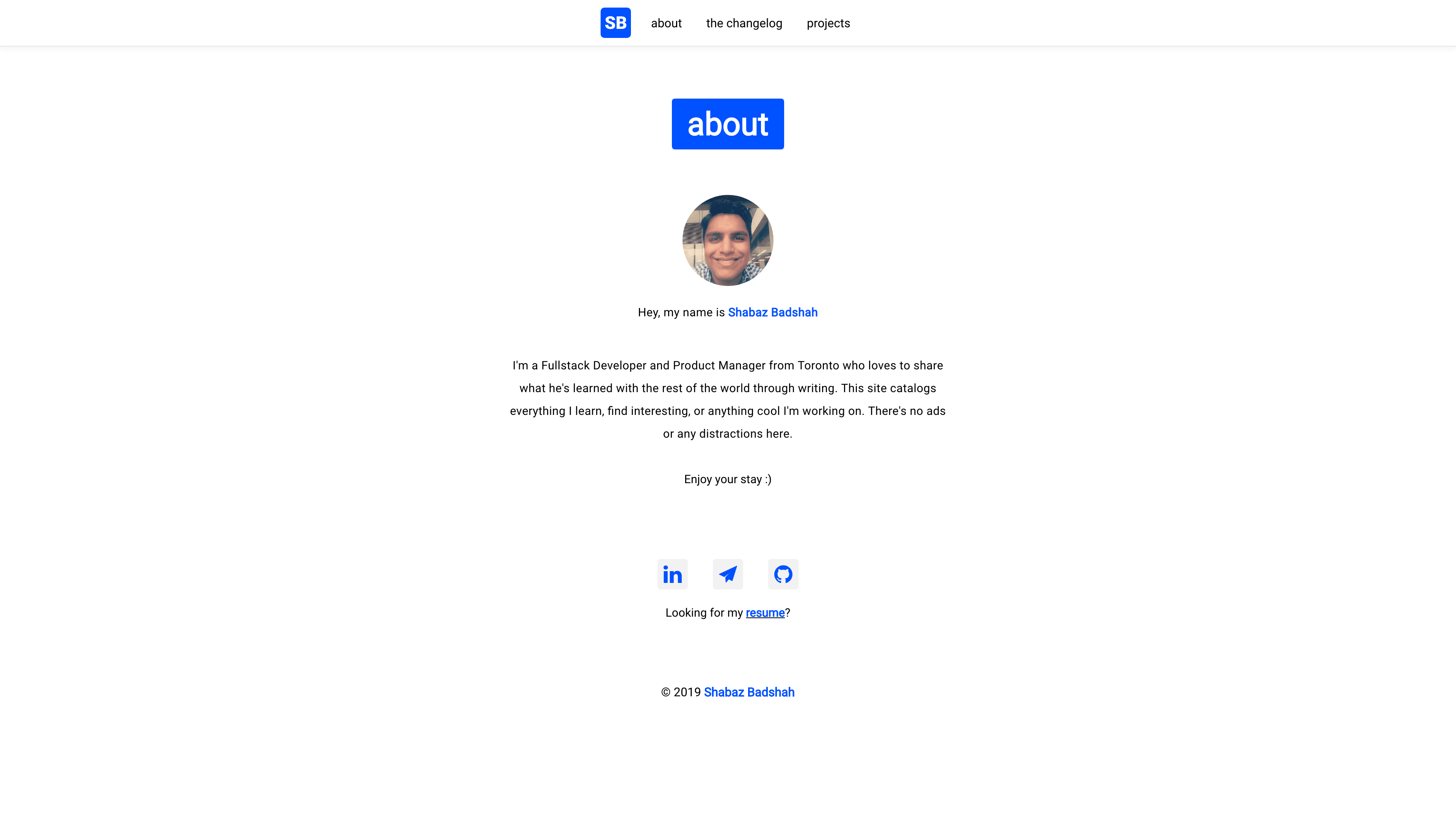Personal site v3 about page