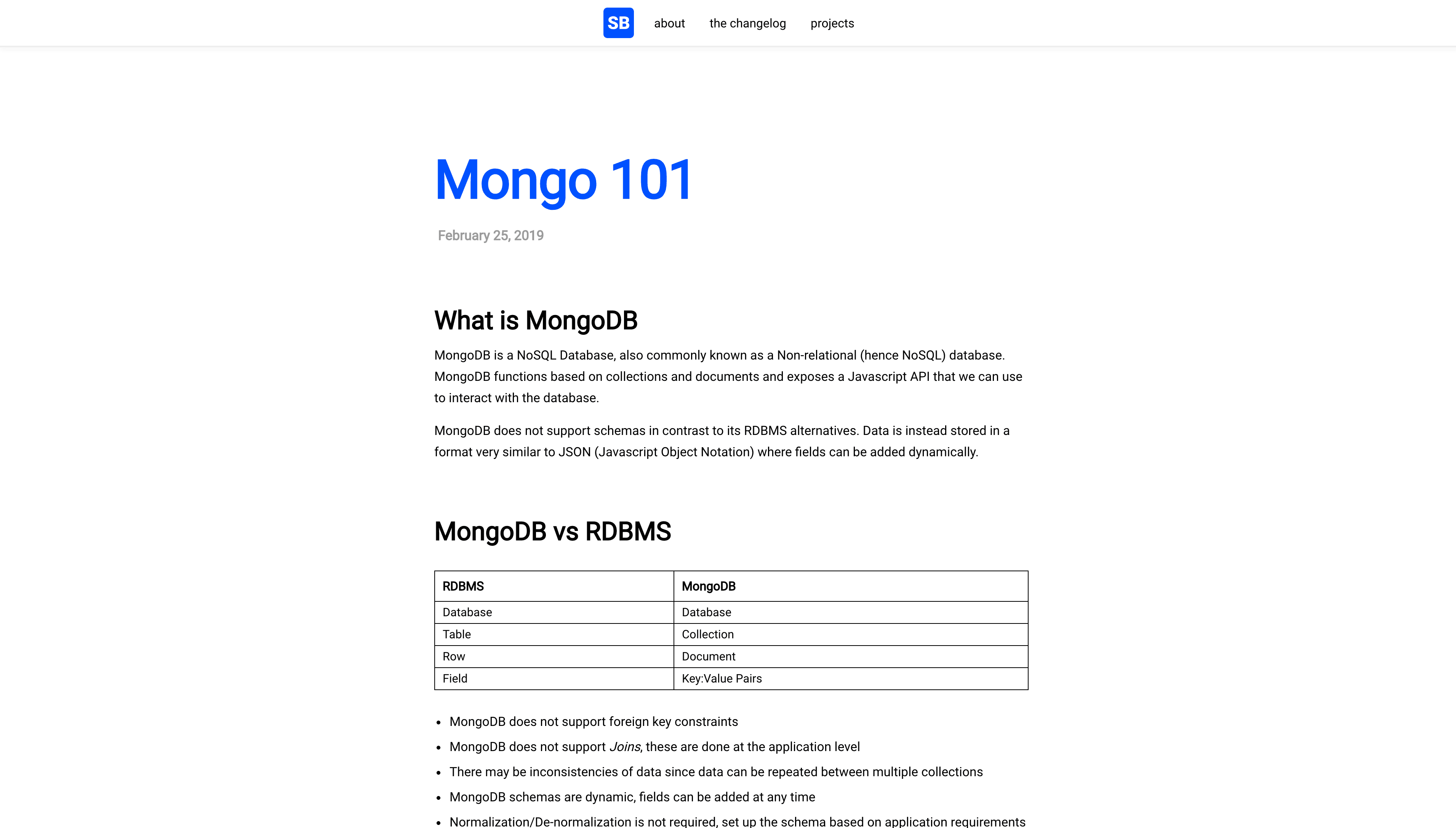 Personal site v3 blog article page
